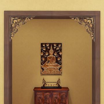 異麗家居泰國進口三角形實木雕花 墻面門頭裝飾壁飾掛件浮雕裝飾