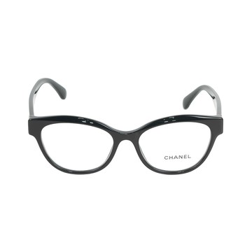 CHANEL 金色CC Logo 及珍珠蝴蝶型眼鏡(黑色) 3440H C622