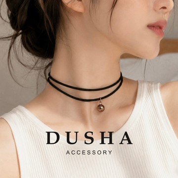 🇹🇼🉑客製鏈長｜台灣手工製作 頸鏈 麂皮雙層古銅鈴噹 - BEMYLOVE & DUSHA