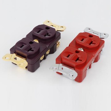 Preffair美標雙聯座發燒級純銅鍍金鍍銠電源墻插插座音響專用插芯