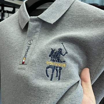 純棉長袖polo衫男|大尺碼100公斤男裝上衣|休閒刺繡polo衫|春秋繡花上衣|韓版休閒polo衫|男中年長袖打底衫
