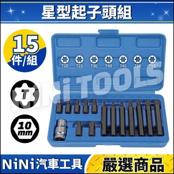 現貨🔥【NiNi汽車工具】N 15件 星型起子頭組(10mm) | 星型 內星型 凸星型 起子頭 起子 批頭 套筒