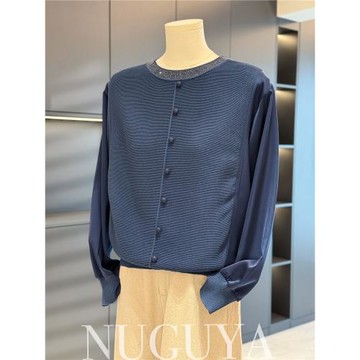 時尚洋氣媽媽裝雪紡拼接針織衫女減齡秋裝新款上衣氣質中老年打底