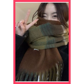 🐻‍圍巾 | 拼色復古流蘇圍巾女 | 冬季新款 | 高級感百搭加厚保暖圍脖護頸學生