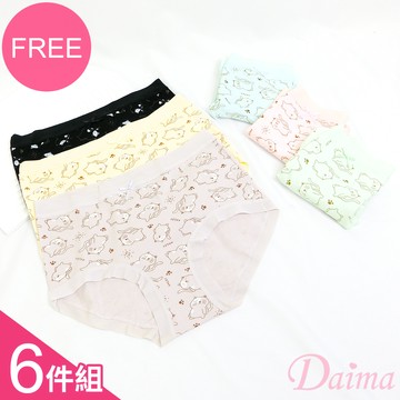 內褲  (6件組)俏皮小貓親膚透氣內褲#9162