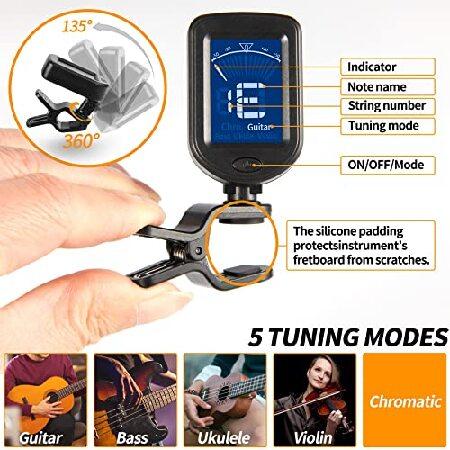 Guitar Tuner Clip on Ukulele Tuner-for Acoustic Electric Bass Ukulele Violin Tuner