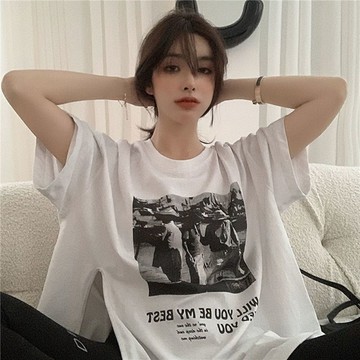 【Plump】150kg內可穿 大尺碼女裝 oversize 特大碼 夏裝 短袖T恤女 寬松顯瘦 印花 短袖上衣