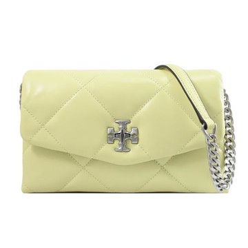 TORY BURCH 154987 金屬LOGO絎縫轉釦斜背鍊包/晚宴包.淡綠