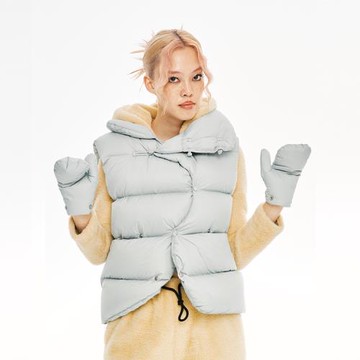 CSFC-Label系列 原創小眾設計 口袋可拆卸白鴨絨高領羽絨馬甲背心