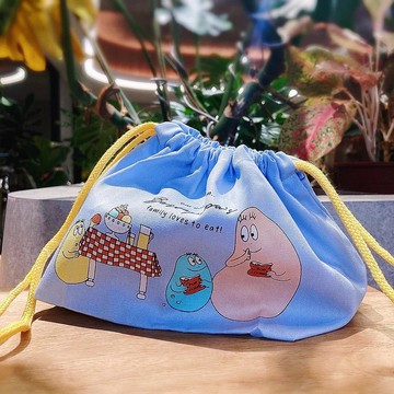 日本製 泡泡先生 拉繩便當袋 卡通午餐袋 兒童便當袋 餐袋 多功能便當袋 兒童午餐袋 拉繩餐袋