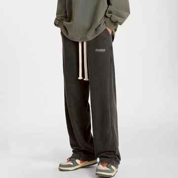 ✨【在臺出貨】✨純棉 日系衛褲 復古墜感 秋季新款長褲 男生 休閑褲 四種顏色可選 高街潮流 寬鬆直筒 闊腿褲