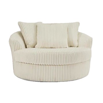 奶油風單人休閑沙發椅臥室燈芯絨沙發座椅北歐可旋轉懶人圓形沙發【0113103DD】