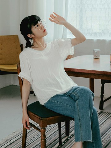 V領排釦鬆緊拋袖正反兩穿上衣