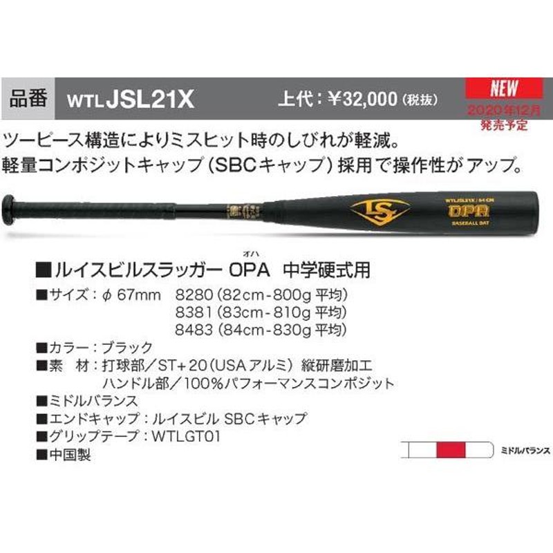 2021ルイスビルスラッガー OPA 中学硬式用バット WTLJSL21X