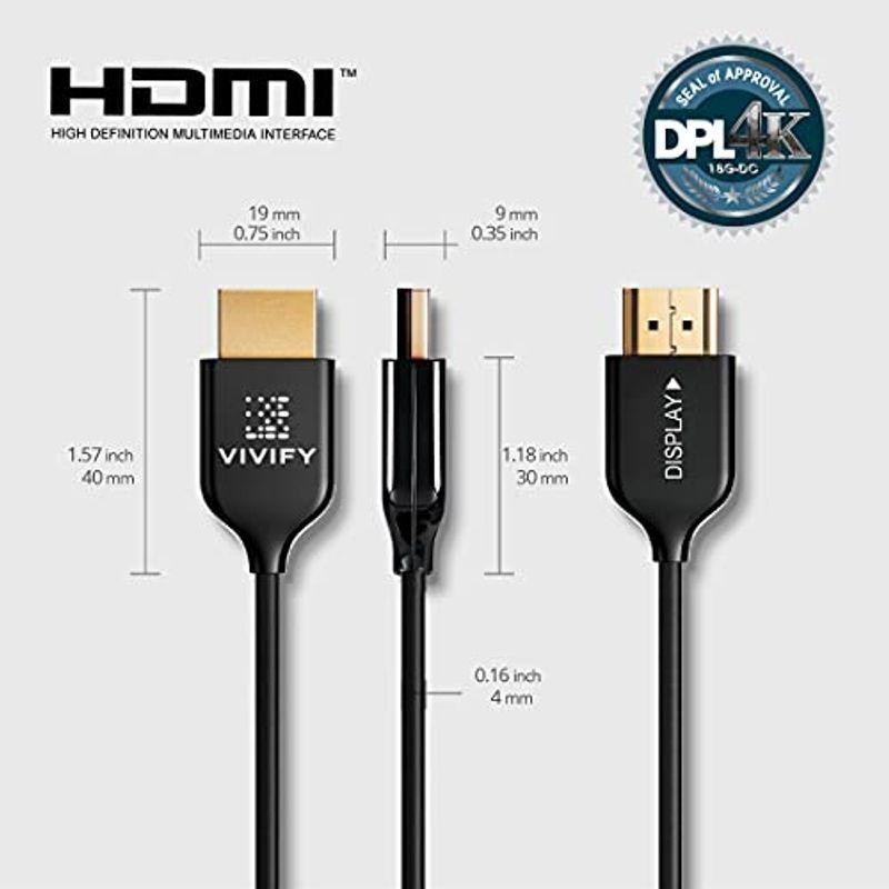 VIVIFY 光ファイバー 長い細い HDMI 認証 ケーブル 10 m 4K 60Hz UL1