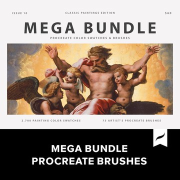 Procreate筆刷 | 9套75款經典傳統復古藝術Procreate繪畫筆刷素材套裝