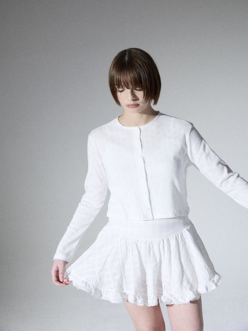 ALIENAR love lace cardigan top set [WHITE]