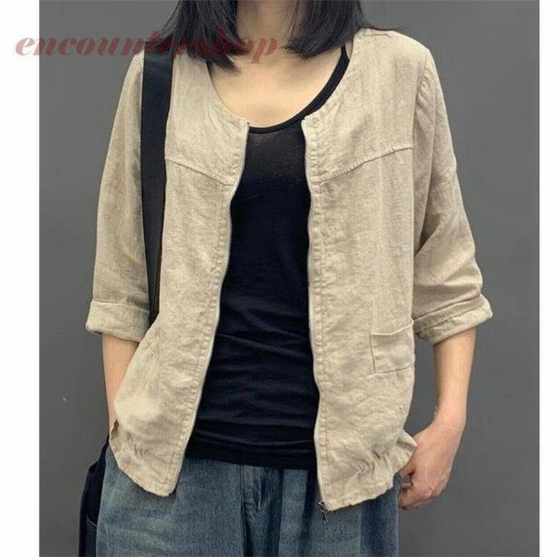 ノーカラージャケット レディース 綿麻ジャケット ジャケット 綿麻 サマージャケット アウター 薄手 カジュアル 夏 代 30代 40代 50代 通販 Lineポイント最大0 5 Get Lineショッピング