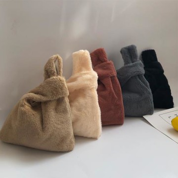 可愛毛絨包包女冬ins日系毛絨包兔毛仿皮草手提袋馬甲背心手拎包