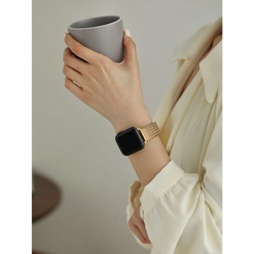 《台灣出貨》適用 APPLE WATCH 麥穗紋錶帶 不掉色錶帶 不鏽鋼錶帶 S11 S10 SE3 46mm 女士錶帶