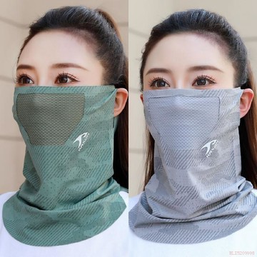 桃園出貨✨夏季冰絲防曬面罩女遮臉男面紗掛耳護頸臉罩薄款透氣遮陽百變圍巾