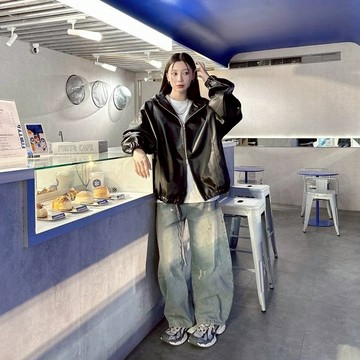 【ALIFE】韓系 復古 廓型 雙拉鍊 束口 連帽 皮夾克 外套 皮外套 皮革外套 情侶款 #98285C
