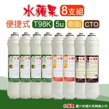 【水蘋果】EssenPure 便捷式 5微米PP濾心+樹脂濾心+CTO濾心(八支)