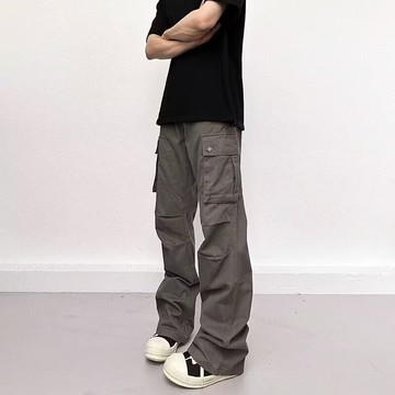美式復古水洗工裝褲男秋季潮牌小眾寬鬆直筒寬褲男