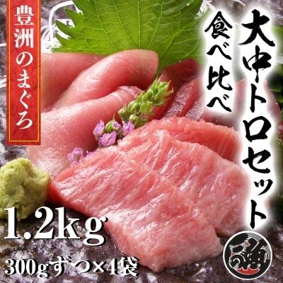 無添加　大トロ 中トロ　食べ比べ セット　計1．2kg（600gずつ）極上 お刺身 トロ　 メバチ マグロ まぐろ 天然 国産