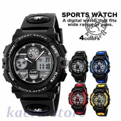 腕時計 子供 キッズ 防水 おしゃれ デジタル アナログ 男子 男の子 メンズ 黒 青 赤 オレンジ イエロー 日付 カレンダー アラーム ストップウォッチ 時計 通販 Lineポイント最大get Lineショッピング