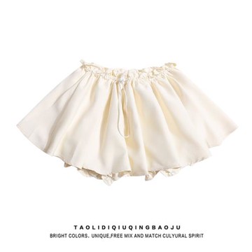 法系奶甜系蓬蓬裙半身短裙女夏季小個子軟妹防走光木耳邊南瓜裙褲