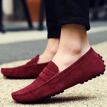 2026春季新款豆豆鞋男磨砂真皮休閑鞋韓版百搭個性潮流駕車懶人鞋