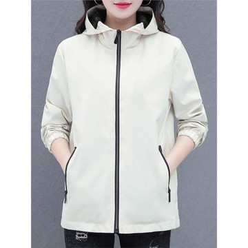 品牌沖鋒衣女春秋2023年新款寬松休閑加絨連帽防風防水風衣外套