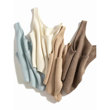高腰露臍100純羊絨針織吊帶小背心女V領時髦洋氣無袖打底內搭修身