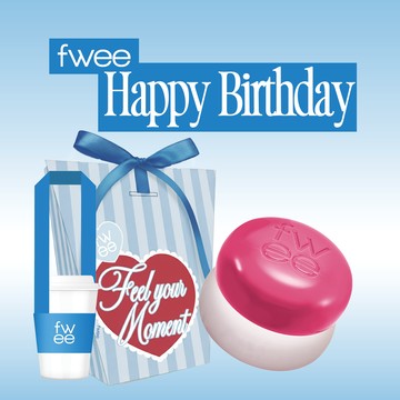快速出貨【fwee】生日快樂🎂唇頰兩用布丁膏+品牌飲料提袋(獨家禮盒)