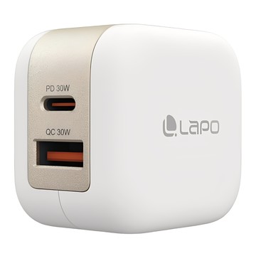 LaPO 30W氮化鎵2口極速充電器 Lch30  白色  1個