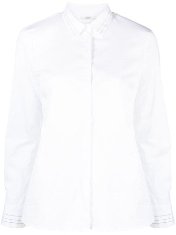 Peserico - bead-embellished long-sleeve shirt - women - Cotton/Polyamide/Elastane - 46 - White