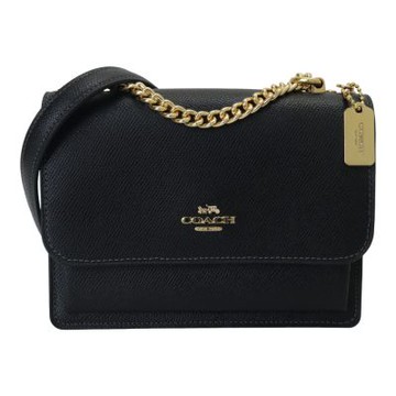 COACH  KLARE 防刮PVC皮革鍊帶斜背小方包(素面黑)