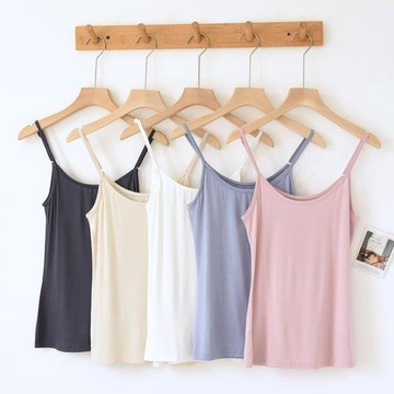 黑白色莫代爾小吊帶背心女上衣無袖短款薄款內搭春夏季美背打底衫