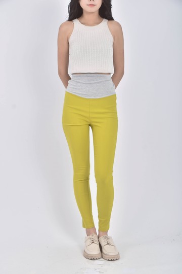 (M) ailian高腰棉質灰黃色長褲