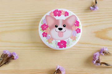 柯基君動物花圈隨身圓鏡組