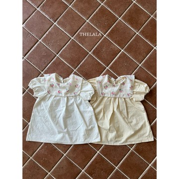 thelala 花卉翻領澎袖洋裝｜女童洋裝 兒童洋裝 姊妹裝 寶寶洋裝 嬰兒洋裝 韓國童裝