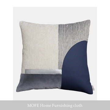 抱枕套✨靠枕套✨輕奢現代樣板房絨布拼接皮革腰枕靠枕簡約設計師幾何客廳沙發抱枕熱賣