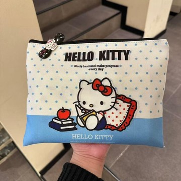 臺灣出貨💥爆款格子KT便攜化妝包收納包簡約大容量高顏值旅行外出洗漱包