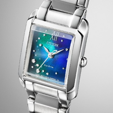 CITIZEN星辰錶 L系列 EW5591-60L千彩之海限定款女士光動能方形時尚腕錶