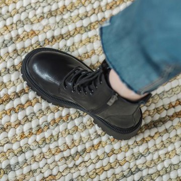 馬丁靴女真皮小個子短筒馬丁靴