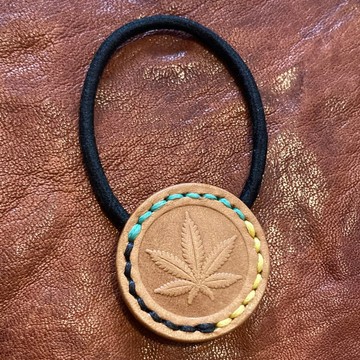 -Weed- 牙買加配色縫線皮革髮圈