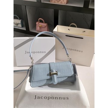 雅各邦真皮鱷魚紋法棍包女士2025新款潮新中式冬季斜挎單肩腋下包