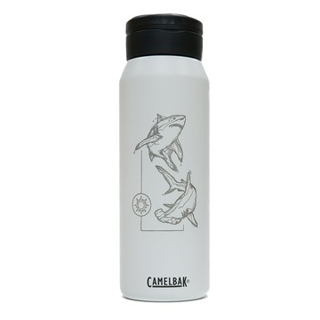 【【蘋果戶外】】Camelbak 限量-海洋質感生活 白 鯊魚【1000ml】FIT CAP 黑 不鏽鋼保冰保溫水瓶 保冰水瓶 登山水壺吸管水壺 32oz 保冰水壺 登山水壺 單車水壺