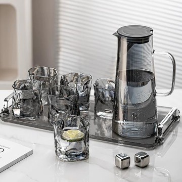 水杯家用套裝客廳簡約茶杯高顏值喬遷杯具套裝輕奢玻璃冷水壺
